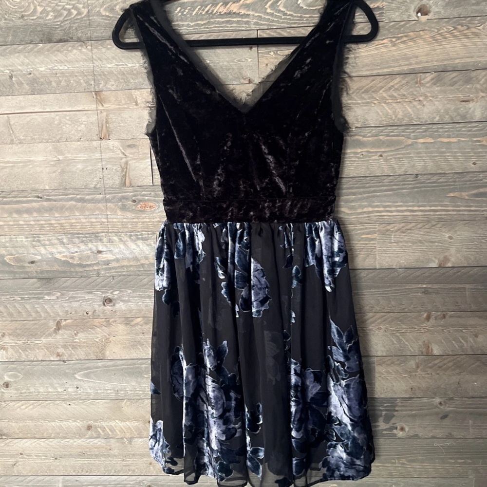 Altar’d State Crushed Velvet Floral Fit & Flare Dress - Picture 2 of 7